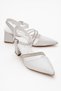 Women's Stone Heeled Shoes White Skin