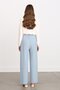 Elastic Waist Wide Leg Trousers Light Blue - 4