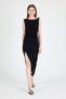 Black Slit Detailed Drape Strap Midi Dress 241733