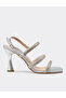 Kindep Three Band Stone Piping Heeled Women's Shoes Silver