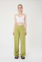 Women's Oil Green Linen Blend Korean Style Palazzo Pants - 3