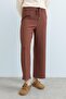 Elastic Waist Wide Leg Knitted Trousers Brown - 2