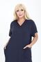 Women's summer V-neck woven dress, short-sleeved, below-the-knee dress - 7