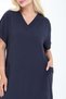 Women's summer V-neck woven dress, short-sleeved, below-the-knee dress - 6