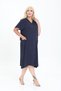 Women's summer V-neck woven dress, short-sleeved, below-the-knee dress - 3