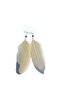 Beige Natural Feather Detailed Long Earrings - 2