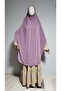 Full Length Oval Sandy Souffle Khimar Hijab Scarf Lilac - 2