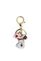 Coffee White Cat Metal Charm Keychain