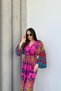 Long Sleeve Double-Breasted Collar Multicolor Patterned Women's Dress - 5