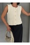 Gold Buttoned Women's Knit Vest - 100% Cotton - 5