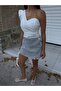 Women's Striped Denim Mini Skirt with Shorts Denim Fabric - 8