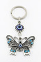 Turquoise Shiny Stone Metal Butterfly Keychain, Butterfly Gift - 2