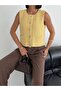 Gold Buttoned Women's Knit Vest - 100% Cotton - 3