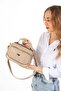 Women's Taupe Three-Compartment Crossbody Strap Hand and Shoulder Bag - 5