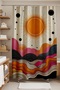 Bathroom Curtain, Colorful Waves and Sun Pattern Shower Curtain, Bathtub Curtain 175X200Cm - 4