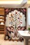 Bathroom Curtain, Floral Elephants Patterned Shower Curtain, Bathtub Curtain 175X200Cm - 2