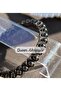 Luxury Satin Knitted Ribbon Fabric Big Pearl with Bead Row Crown Shiny Black Tiara - 6