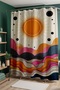 Bathroom Curtain, Colorful Waves and Sun Pattern Shower Curtain, Bathtub Curtain 175X200Cm - 2
