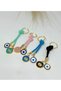 Set of 4 Multicolored Drawstring Evil Eye Bead Keychains, Metal Eye Keychains - 3