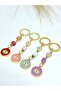 Set of 4 Metal Evil Eye Bead Keychains in 4 Colors, Metal Eye Keychains - 3