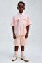 Knee-length linen shorts