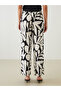 Patterned Women's Trousers with Elastic Waist - 4