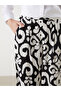 Black Patterned Women's Capri Pants with Elastic Waist - 3