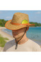Unisex Straw Fedora Cowboy Hat – Wide Brim, Natural Straw, Adjustable Size 2 Pieces - 3