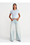 31795 Bow Detailed Short Sleeve Contrast T-Shirt-Light Blue - 4