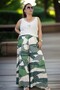 High Waist Elastic Pocketed Asymmetric Leg Summer Cotton Viscose Pants Skirt - 8