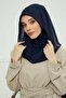 مجموعة من 2 وشاح شيفون عملي من القطن الممشط، أبيض - أزرق داكن، PS-45SET - 3