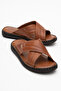 Dericlub Men's Cross Strap Slippers Real Leather Dc 1170 Taba - 2