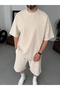 Beige Washed Embossed Oversize T-Shirt Jj-201