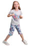 Summer Pattern Short-Sleeved Cotton Girls' Capri Pajamas Set - Breathable Sweat-Proof Fabric