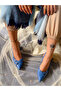 5 cm Heel Sandals with Own Dark Blue Patent Leather Buckle