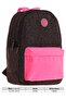 Double Colors Three Compartment Girls School and Daily Backpack - Black Fuchsia - K1838 - 5