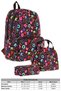 Brocade Triple School Bag Set - Black - Heart and Kaukko Printed - Girl - 2