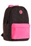 Double Colors Three Compartment Girls School and Daily Backpack - Black Fuchsia - K1838