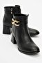 Non-slip buckle women's boot black leather