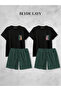 Unisex 2-Piece Leopard Printed Blyde Layy Design Lover Combination (2 Shorts - 2 T-Shirt Sets)