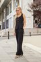 Women's Lycra Free Linen Fabric High Waist Elastic Waist Side Pockets Wide Leg Palazzo Pants-Black