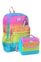 Durable Double Primary School Bag Set for Girls - Pink Orange Color Transition