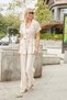 Women's Silky Modal Fabric High Waist Elastic Waist Epaulets Side Pockets Wide Leg Palazzo Pants-Beige