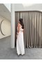 Cream Tie-Detail Waist Slit Dress - 5