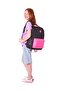Double Colors Three Compartment Girls School and Daily Backpack - Black Fuchsia - K1838 - 8