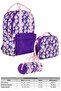 Double Stripe Girl's Primary School Triple School Bag Set - Purple - Floral Pattern - 3