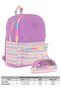 Brush School Bag and Two Compartment Pen Holder Set - Girl - Purple Multicolor - K1822+K2733 - 2