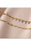 Elegant Gold Tone Stainless Steel Colorful Beaded Double Layer Foot Bracelet - 3