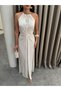 Cream Tie-Detail Waist Slit Dress - 3