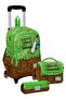 Boys with Rickshaw Wheels, Green Brown Craft, Primary School Triple School Bag Set